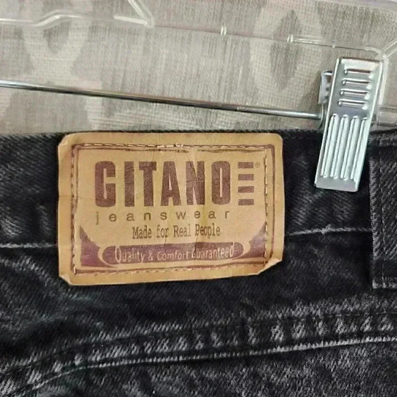Vintage Gitano 100% Cotton Black Tapered Leg High Rise Women's Jeans 16 - Picture 5 of 8